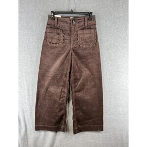 Anthropologie Colette Brown Corduroy Scallop Pocket Pants 26 Petite
